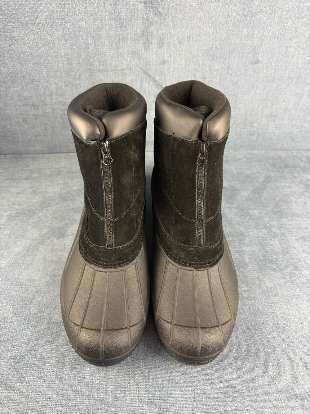 Weatherproof Men’s Benson Black Suede Waterproof Front Zip Winter Boots SZ 13M